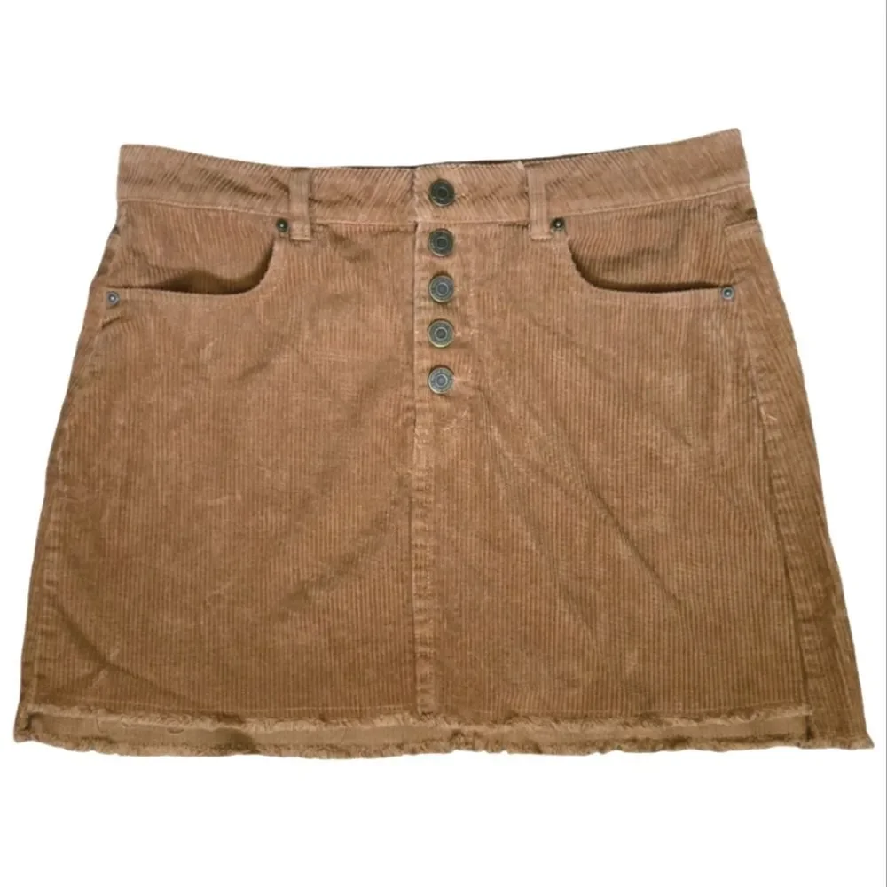 INDIGO REIN Half Button Front Corduroy Mini Skirt - 9/28